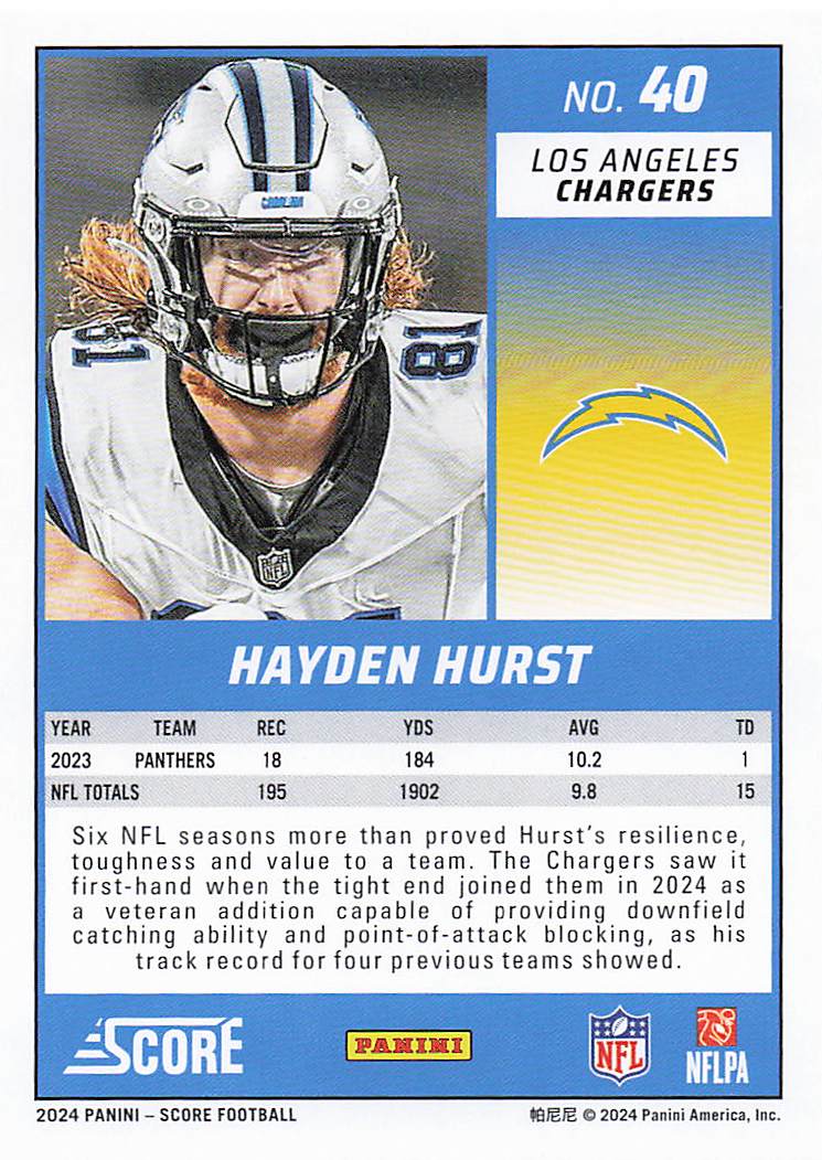 2024 Score Football Hayden Durst #40