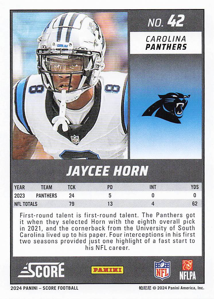 2024 Score Football Jaycee Horn #42