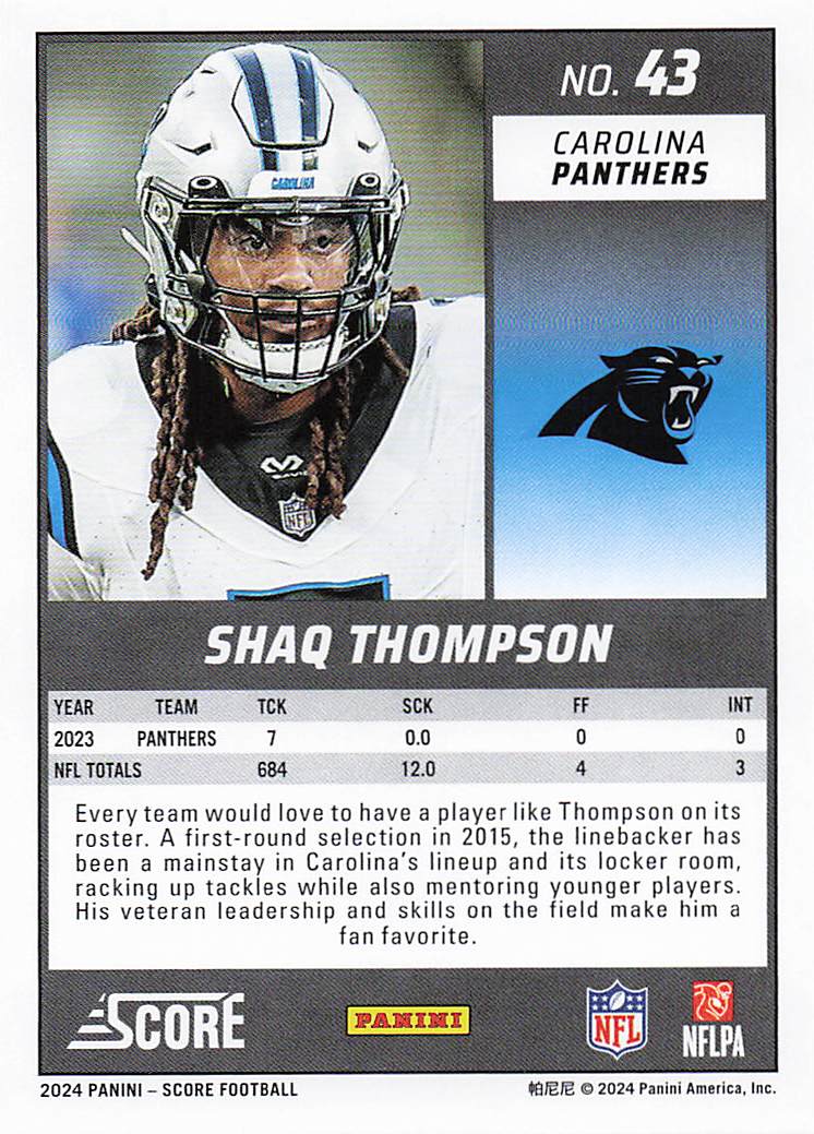 2024 Score Football Shaw Thompson #43