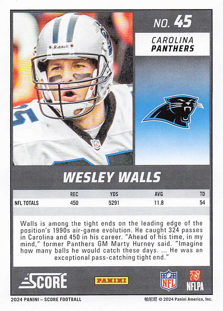 2024 Score Football Wesley Walls #45