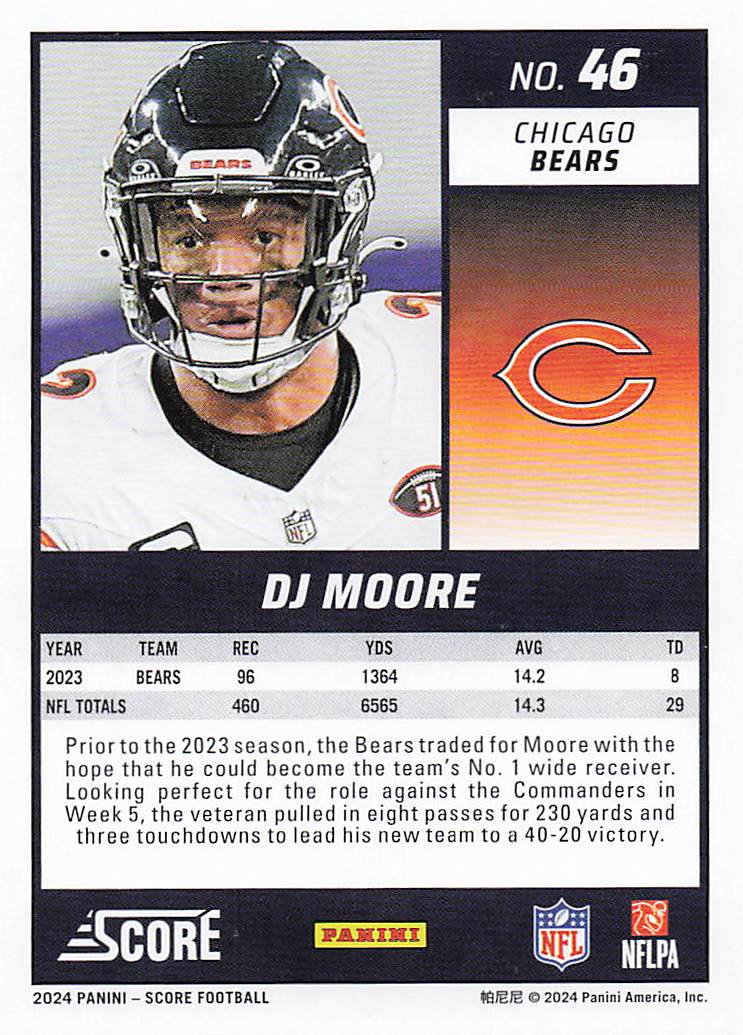 2024 Score Football DJ Moore #46