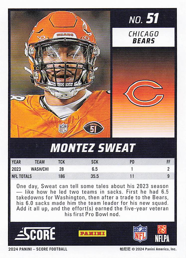 2024 Score Football Montez Sweat #51