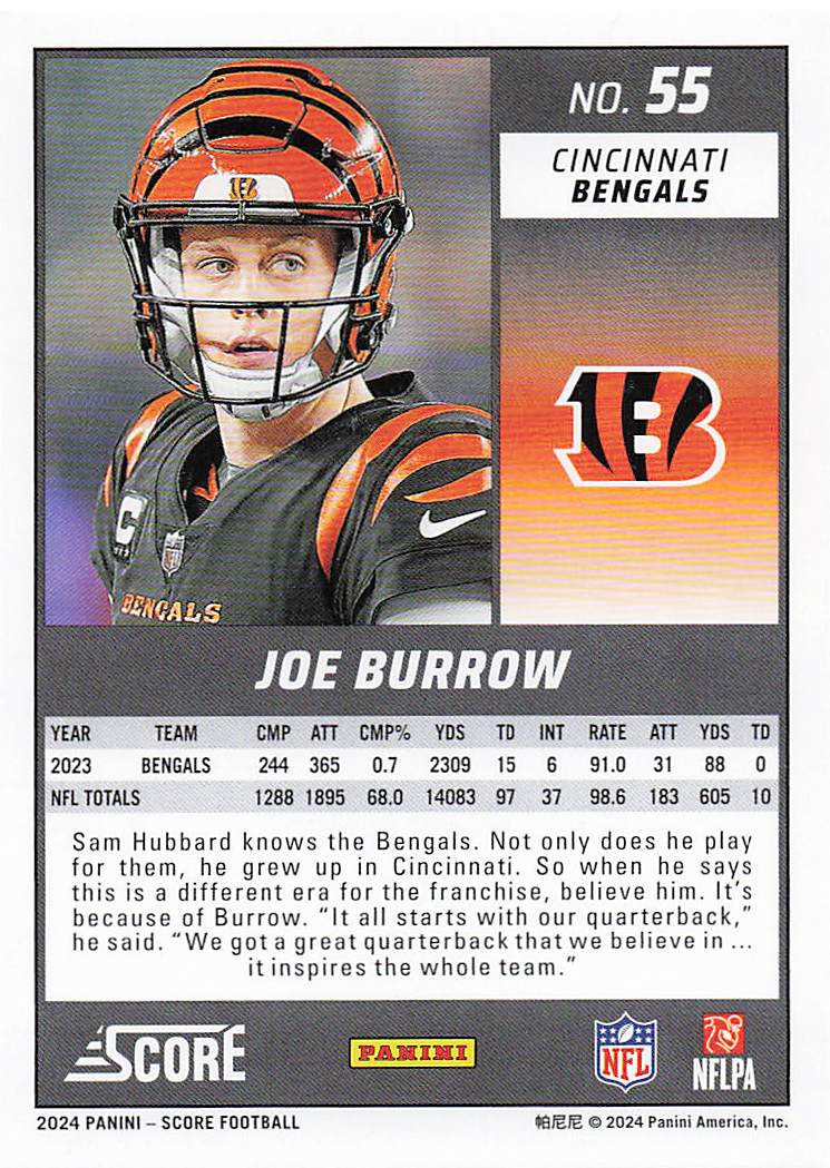 2024 Score Football Joe Burrow #55