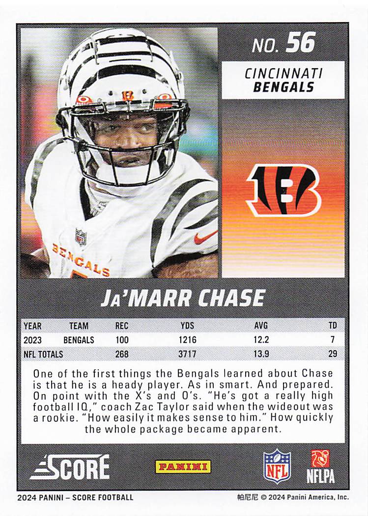 2024 Score Football Ja'Marr Chase #56