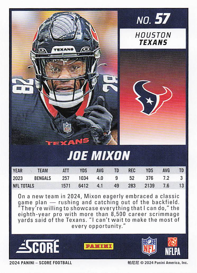 2024 Score Football Joe Mixon #57