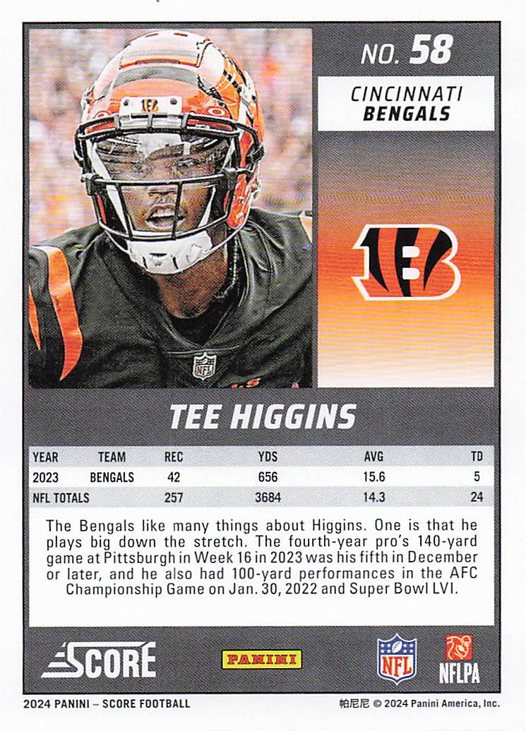 2024 Score Football Tee Higgins #58