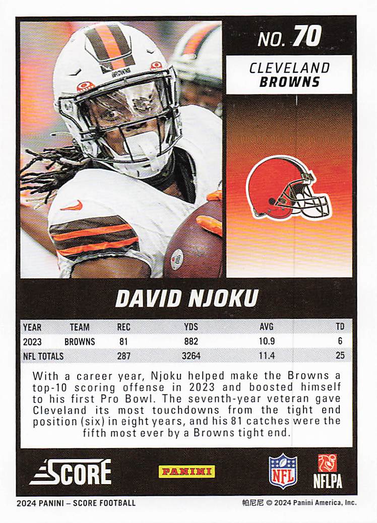 2024 Score Football David Njoku #70