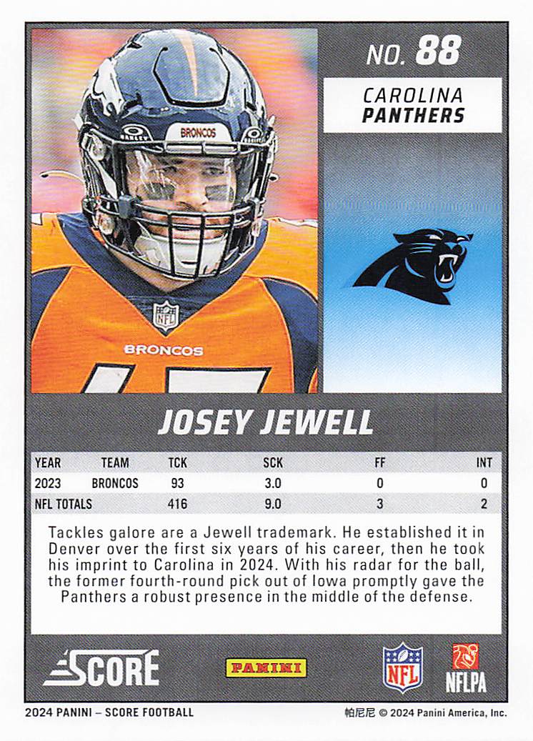 2024 Score Football Josey Jewell #88