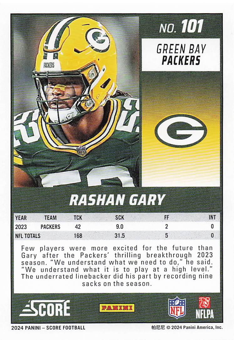 2024 Score Football Rashan Gary #101