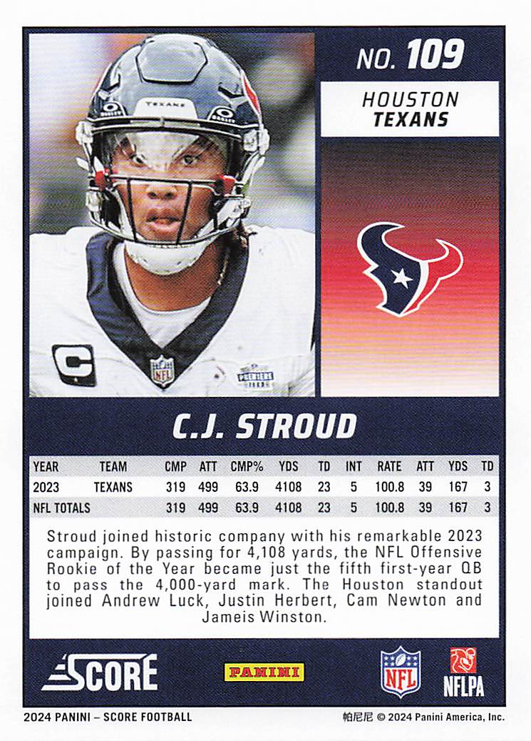 2024 Score Football C.J. Stroud #109