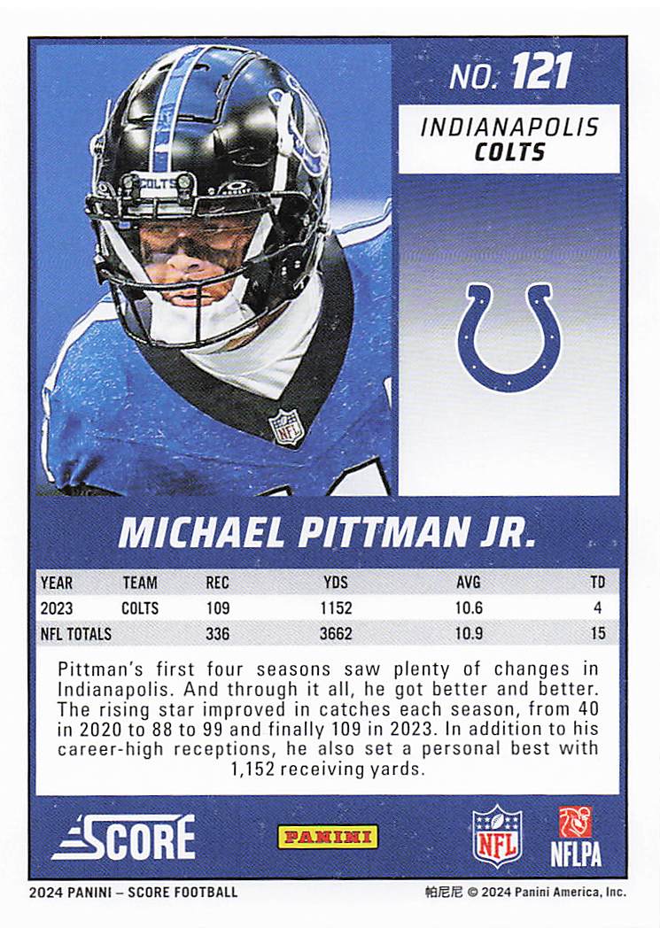 2024 Score Football Michael Pittman Jr. #121