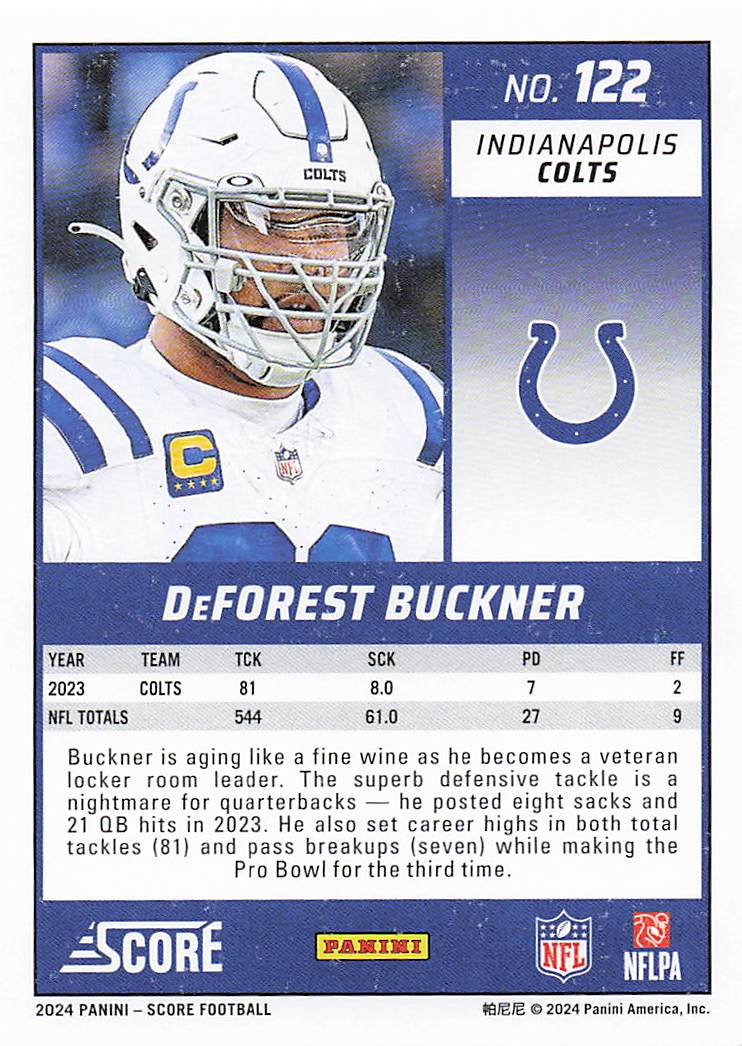 2024 Score Football DeForest Buckner #122