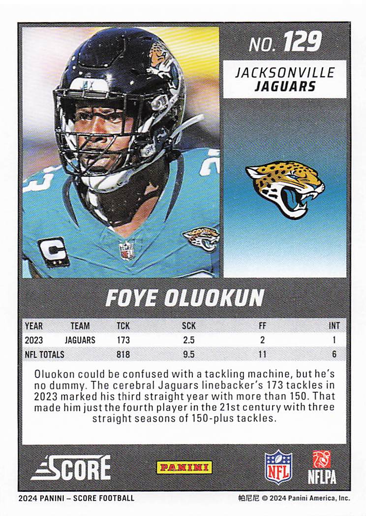 2024 Score Football Foye Oluokun #129