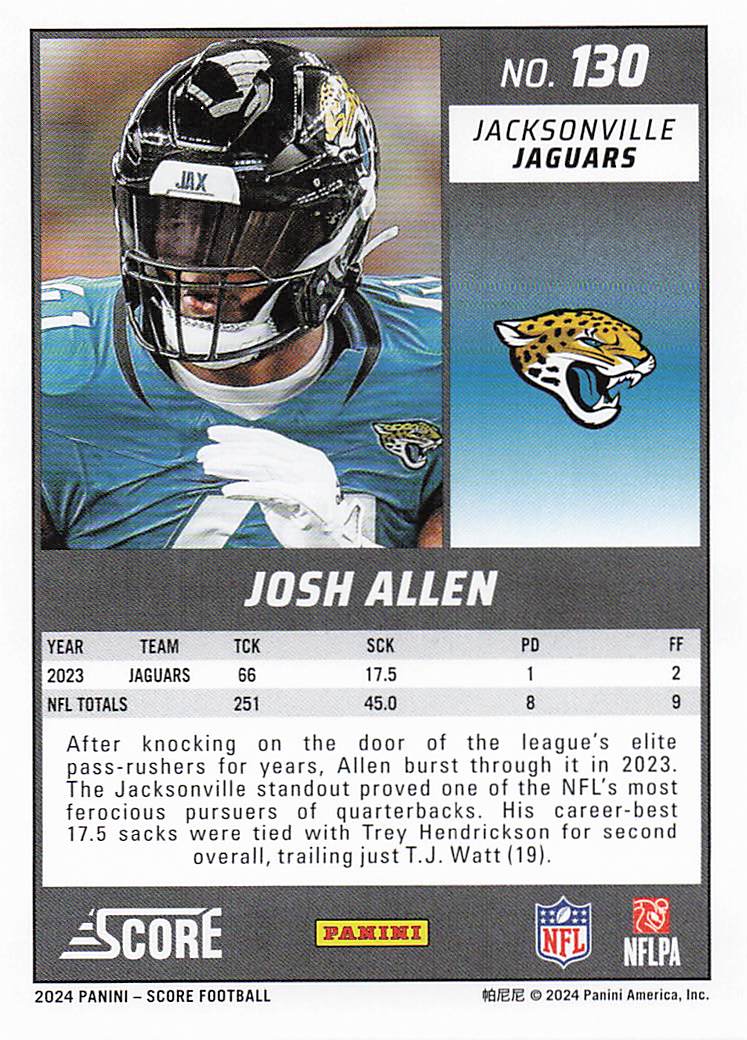 2024 Score Football Josh Allen #130