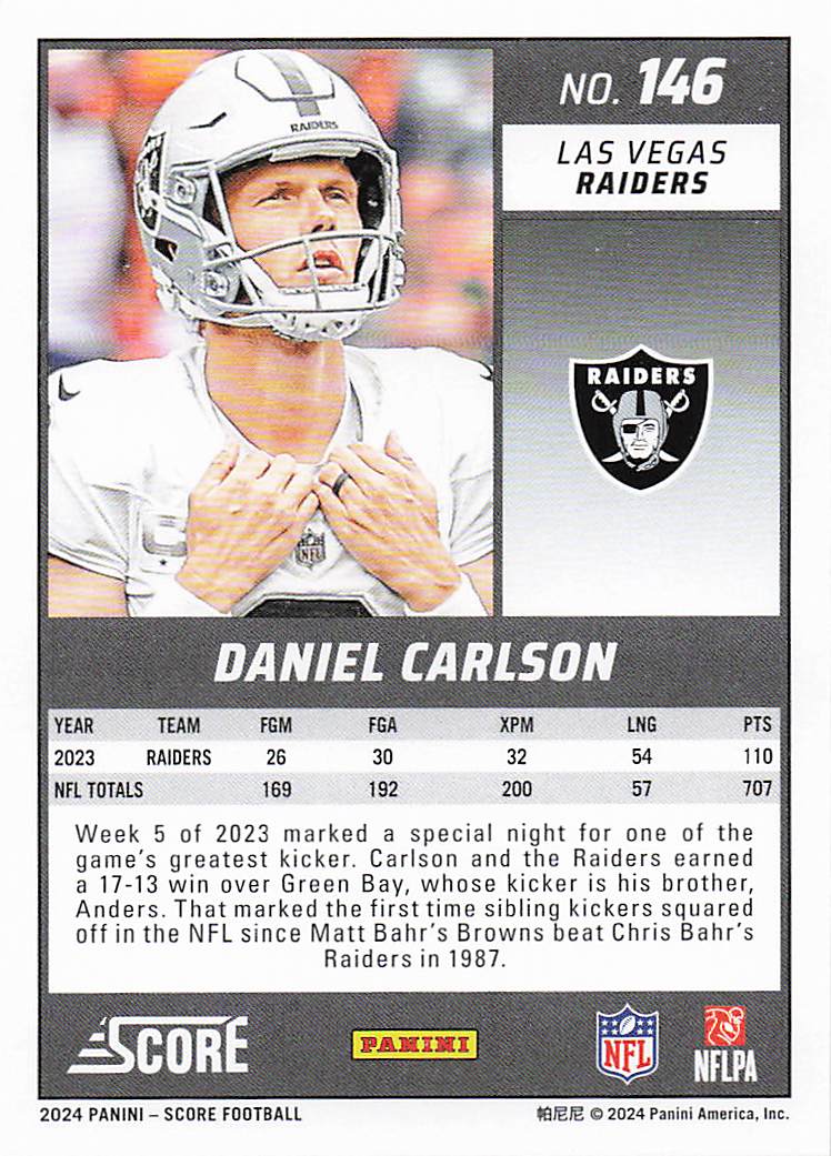 2024 Score Football Daniel Carlson #146