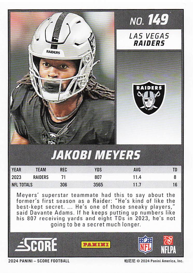 2024 Score Football Jakobi Meyers #149