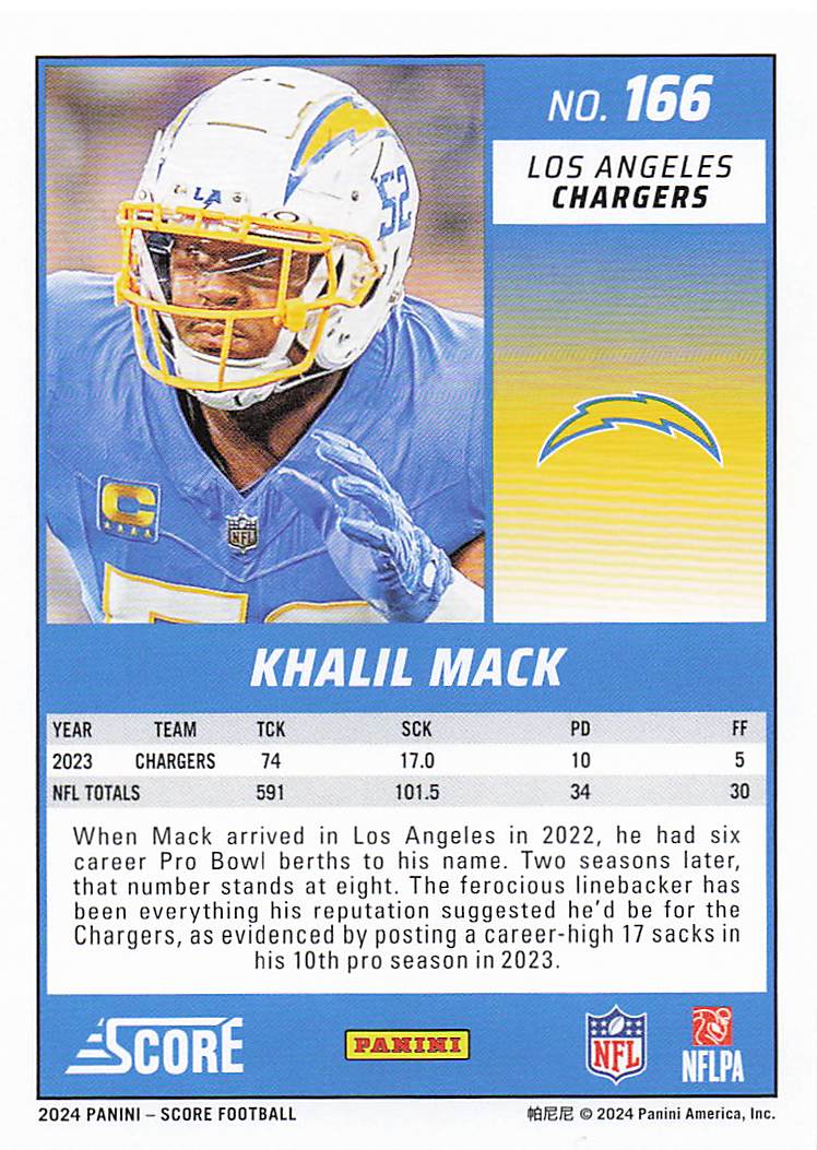 2024 Score Football Khalil Mack #166