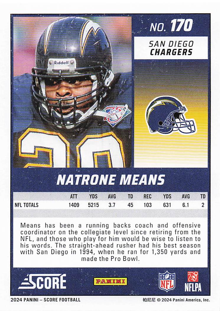 2024 Score Football Natrone Means #170