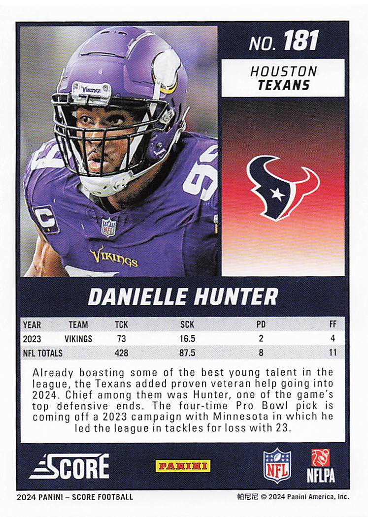 2024 Score Football Danielle Hunter #181