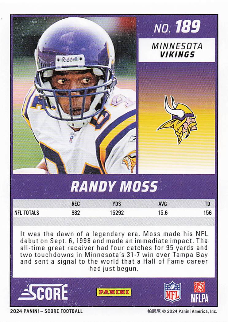2024 Score Football Randy Moss #189
