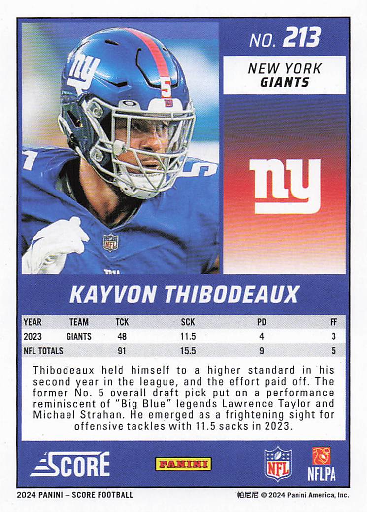 2024 Score Football Kayvon Thibodeaux #213