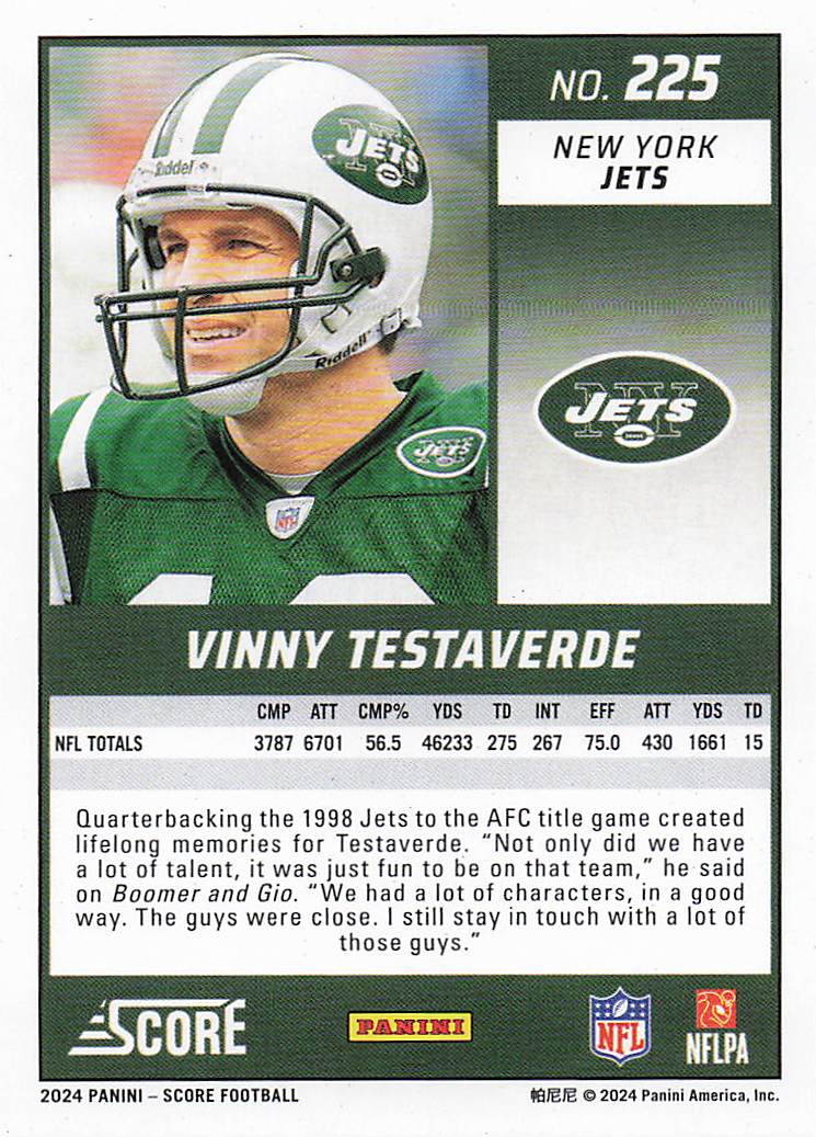 2024 Score Football Vinny Testaverde #225