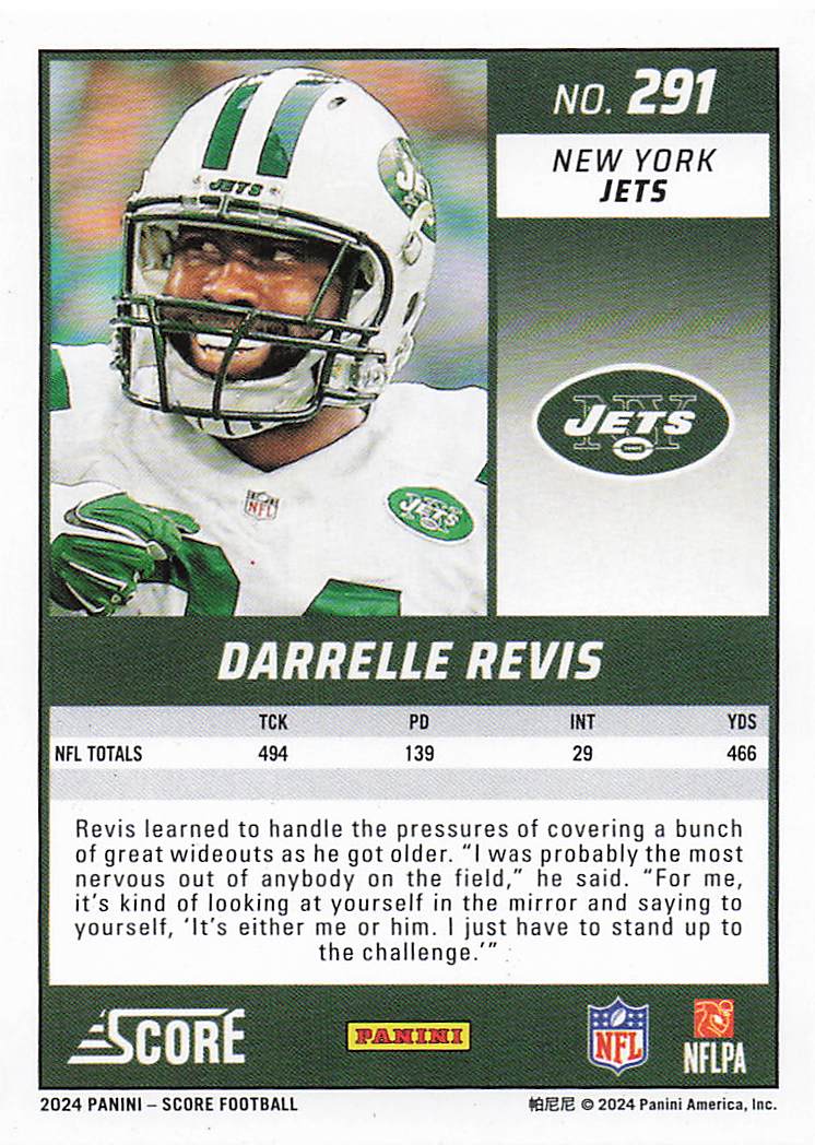 2024 Score Football Darrelle Revis #291