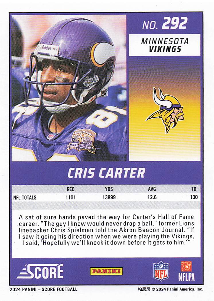 2024 Score Football Cris Carter #292