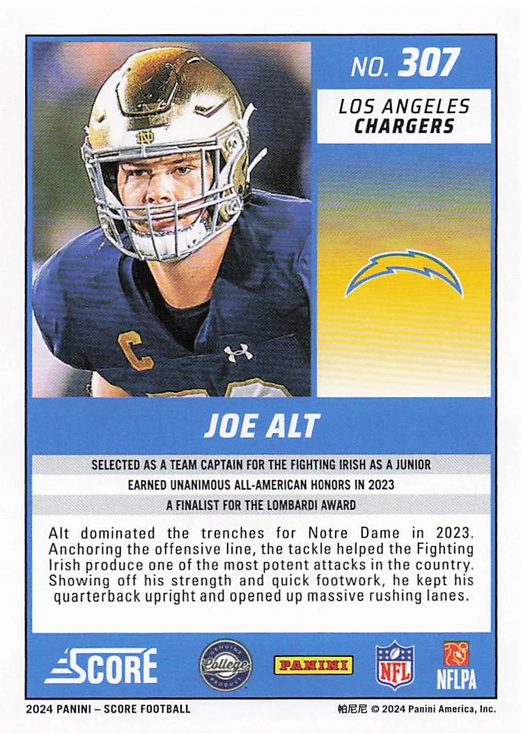 2024 Score Football Joe Alt #307 RC