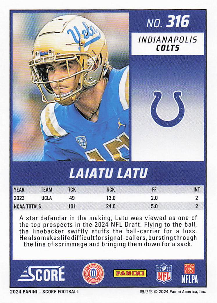 2024 Score Football Laiatu Latu #316 RC