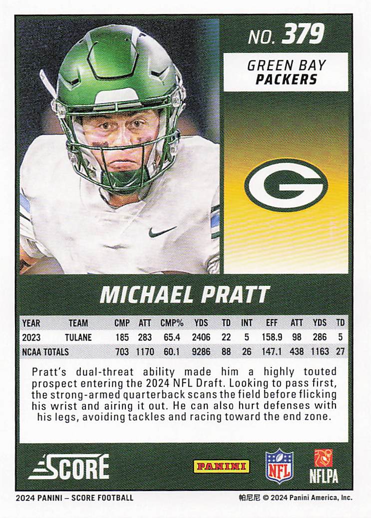 2024 Score Football Michael Pratt #379 RC