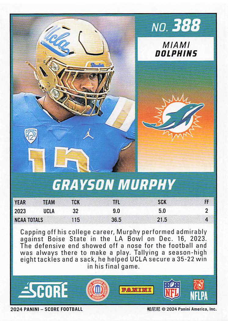 2024 Score Football Grayson Murphy #388 RC