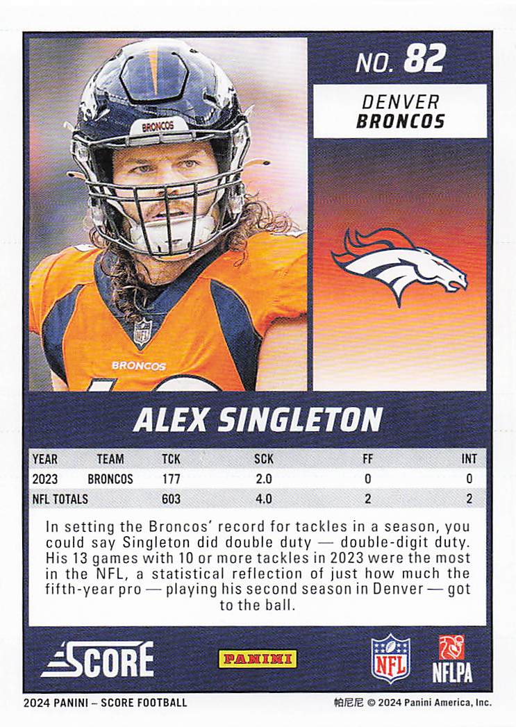 2024 Score Football Green Alex Singleton #82