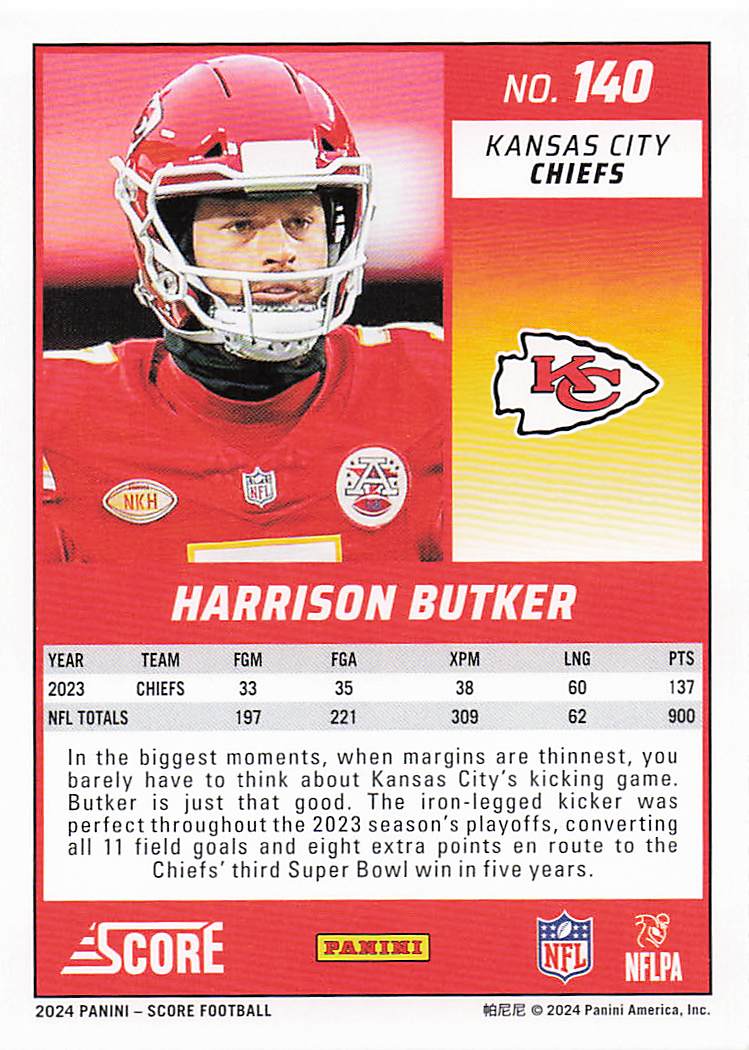 2024 Score Football Green Harrison Butler #140