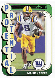 2024 Score Football Protential Malik Nabers #4 RC