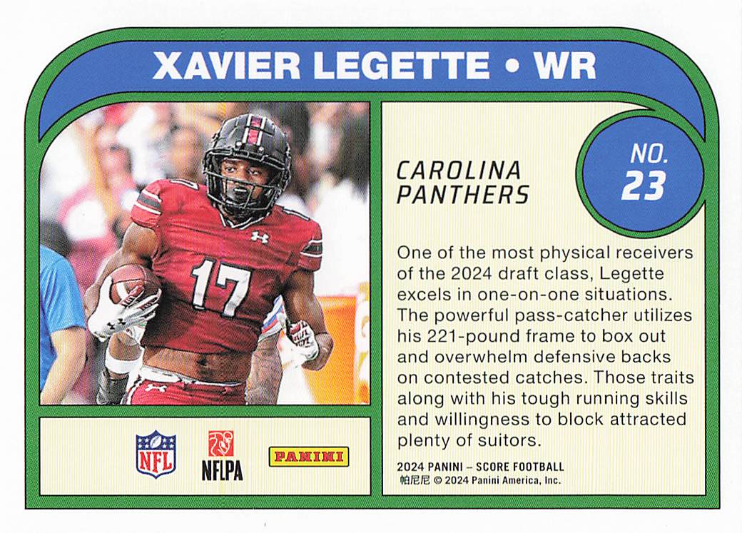 2024 Score Football Protential Xavier Legette #23 RC