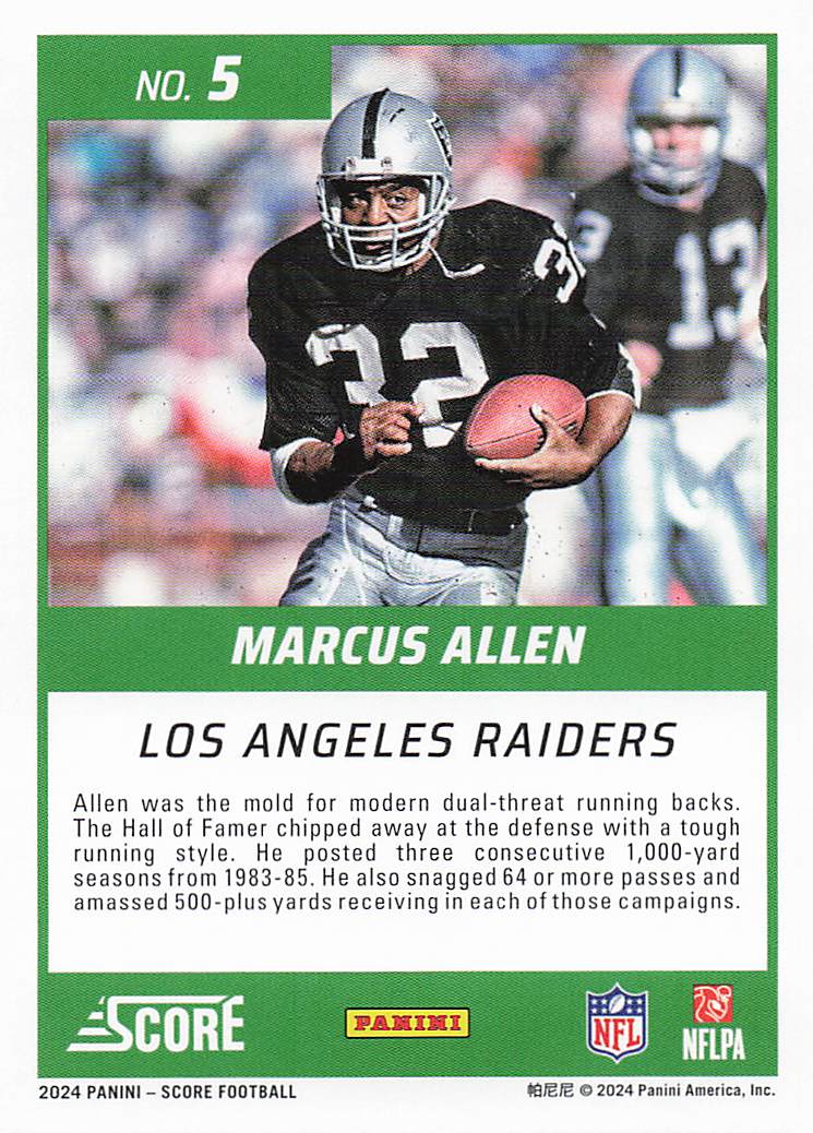2024 Score Football First Ballot Marcus Allen #5