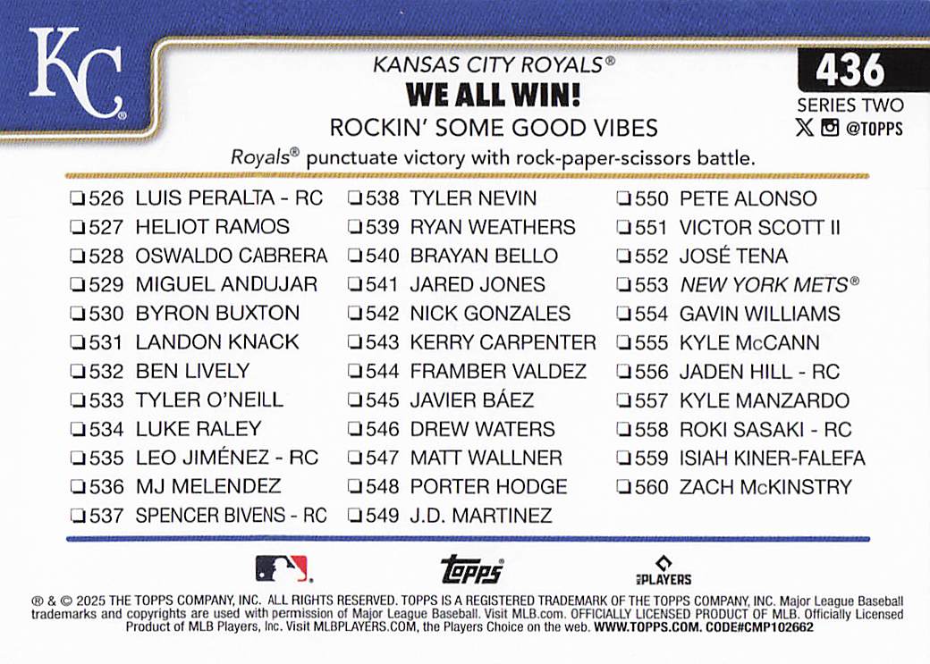 2025 Topps Baseball We All Win! Rocking’ Some Good Vibes #436