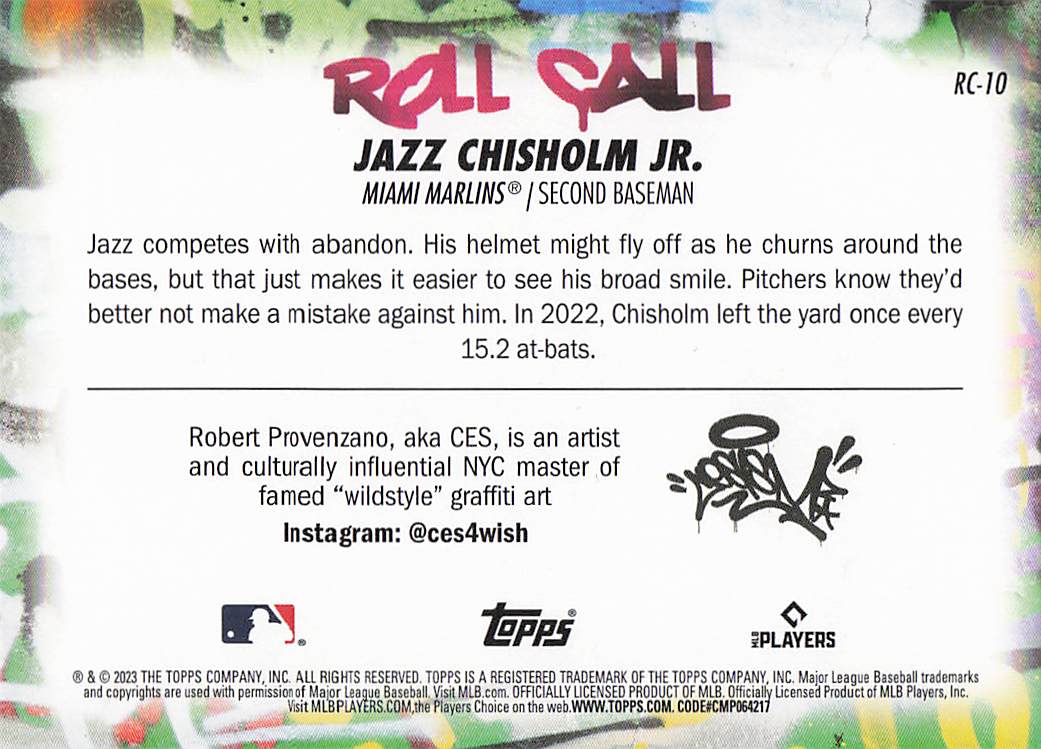 2023 Topps Big League Baseball Roll Call Wildstyle Jazz Chisholm Jr. #RC-10