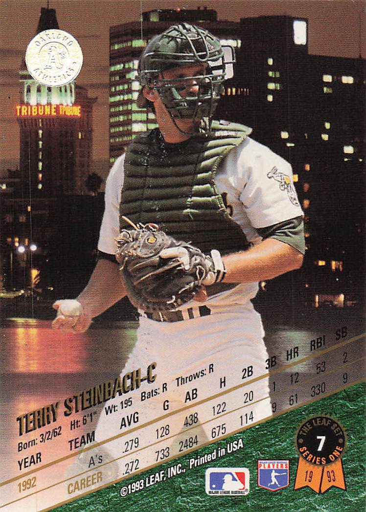 1993 Leaf Baseball Terry Steinbach #7