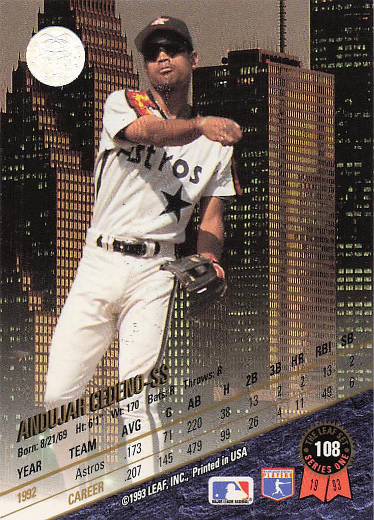 1993 Leaf Baseball Andujar Cedeno #108