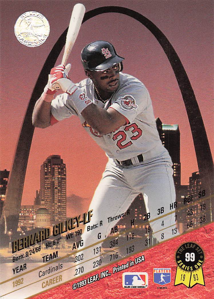 1993 Leaf Baseball Bernard Gilkey #99