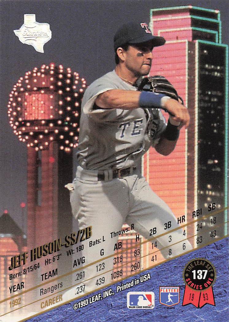 1993 Leaf Baseball Jeff Huson #137