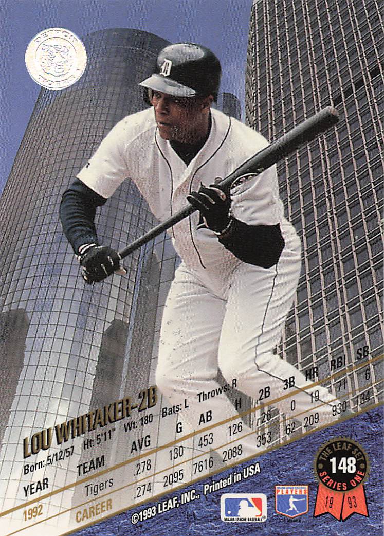 1993 Leaf Baseball Lou Whitaker #148