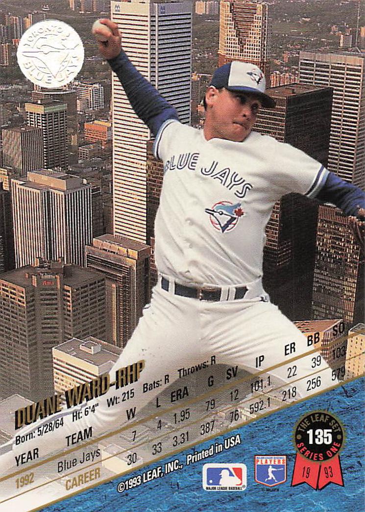 1993 Leaf Baseball Duane Ward #135