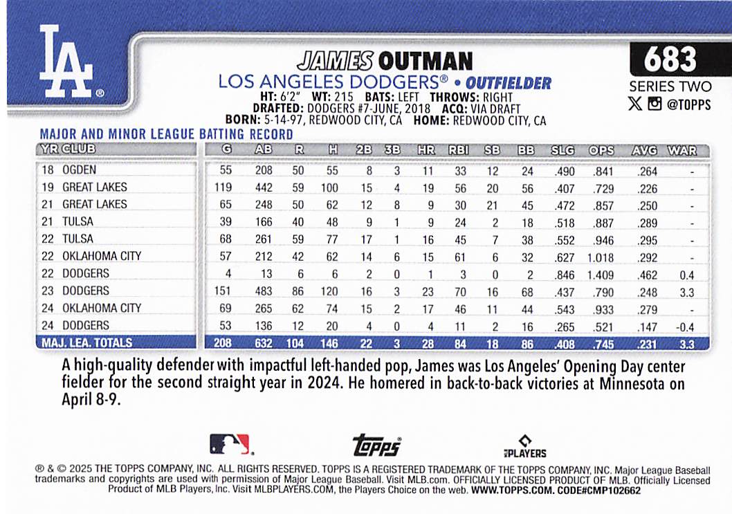 2025 Topps Baseball James Outman #683
