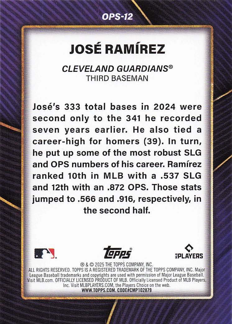 2025 Topps Baseball OPS Leaders José Ramírez #OPS-12