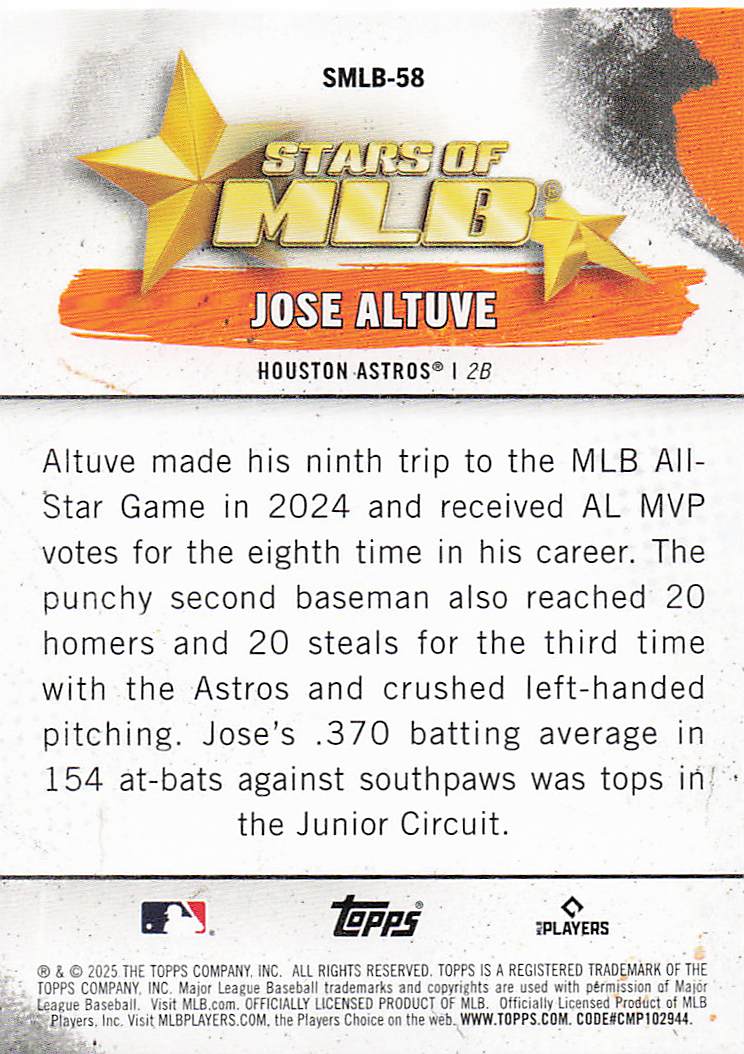 2025 Topps Baseball Stars of MLB Jose Altuve #SMLB-58