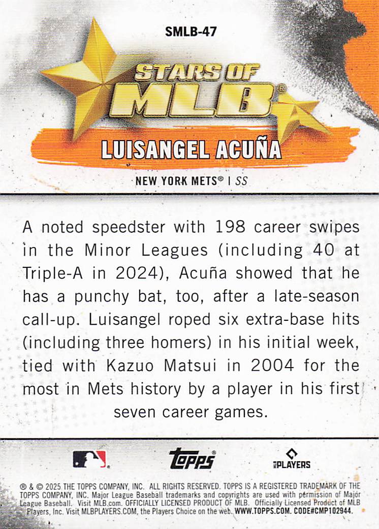 2025 Topps Baseball Stars of MLB Luisangel Acuña #SMLB-47