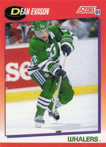 1991-92 Score Canadian English Hockey Dean Evason #17
